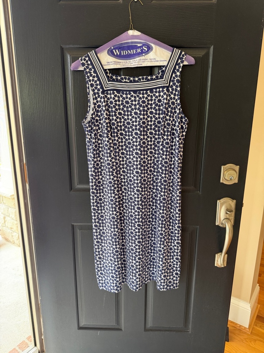 Navy & White Patterned Sleeveless Dress LP